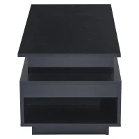 Tavolino da salotto regolabile in altezza con illuminazione LED, sollevamento idraulico e spazio a scomparsa, 96x45x40 cm, Nero(m-8)