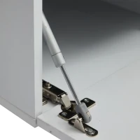 Mobile TV basso LED con illuminazione RGB, effetto marmo e ripiani in vetro, 180x40x45 cm, Grigio e Bianco(m-12)