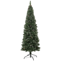 HOMCOM Albero di Natale Innevato Alto 180 cm con 618 Rami, Pigne e Base in Acciaio