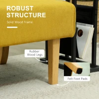 Sofa 2-osobowe, żółte, z drewnianymi nogami, styl cord(m-6)