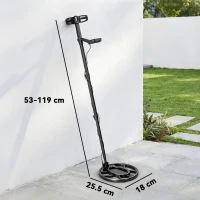 Outsunny Metal Detector for Adults, IP68 Waterproof Search Coil with LCD Display, 5 Modes Gold Detector with Carry Bag, Shovel(m-3)