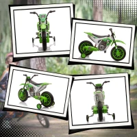 HOMCOM Moto Eléctrica para Niños de +3 Años 12V Moto de Juguete Infantil con 2 Ruedas de Equilibrio Velocidad 3-8 km/h Arranque Suave 106,5x51,5x68 cm Verde(m-7)