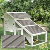 Outsunny Lot de 12 panneaux en acier galvanisé résistant aux intempéries, 129 x 45 cm, effet bois gris clair(m-10)