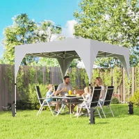 Outsunny Tenda Dobrável 3x3 m Pop-up Tenda de Jardim com Bloqueio Central UPF50+ Altura Ajustável 3 Níveis Bolsa de Transporte Cinza(m-2)