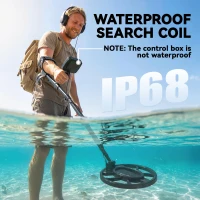 Outsunny Metal Detector for Adults, IP68 Waterproof Search Coil with LCD Display, 5 Modes Gold Detector with Carry Bag, Shovel(m-7)