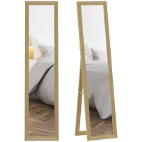 HOMCOM Espejo de Cuerpo Entero 157x37 cm con Marco de MDF Espejo de Pie Inclinado o Colgante Roble(m-10)
