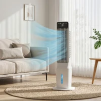 HOMCOM Ventilador Evaporativo de Torre 3 em 1 com Depósito de 9 L Oscilação 48° 3 Velocidades 3 Modos Temporizador Branco(m-10)