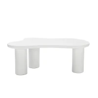 Tavolino a forma di nuvola con 3 gambe in PVC, 107x66x40.5 cm, Bianco(m-6)