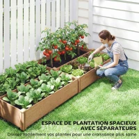 Outsunny Carré Potager en Bois Lit de Jardin Surélevé 4 Zones de Culture Fond Ouvert Montage sans Outil 234x109x25cm Marron Clair(m-5)