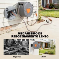 Outsunny Carretel de Mangueira para Jardim 20+1,6 m com Bocal de 2 Modos Bloqueio Automático e Retracção Orientável 180° Laranja(m-5)