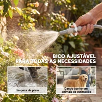Outsunny Carretel de Mangueira para Jardim 20+1,9 m com Bico de 2 Modos Bloqueio Automático e Retracção Suporte Orientável 180° Cinza(m-7)