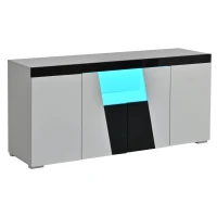 Madia per soggiorno, ante centrali smussate, 140x40x65 cm, Bianco+Nero(m-6)