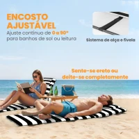 Outsunny Conjunto de 2 Esteiras de Praia Dobráveis com Encosto Ajustável e Encosto Acolchoado, 146x50x2 cm, Cinzento e Branco(m-5)