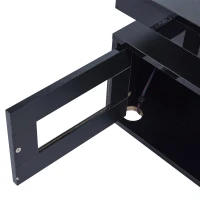 Tavolino da salotto a LED RGB con spazio portaoggetti aperto e chiuso, 100x50x43 cm, Nero(m-11)