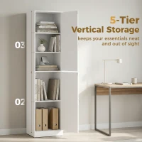 HOMCOM 180 cm hoge boekenkast, moderne kast met 5 niveaus en verstelbare planken, vrijstaande opbergkast, wit(m-4)