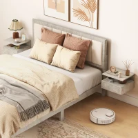 HOMCOM Conjunto de 2 Mesas de Cabeceira Flutuantes com Gaveta e Prateleira Aberta para Sala de Estar, 35x32x22,5 cm Cinzento(m-2)