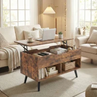HOMCOM Lift Top Coffee Table with Hidden Storage Living Room Table Metal Legs 75 cm Rustic Brown(m-9)