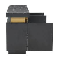 Madia moderna, 3 ante con 6 ripiani regolabili, 140x38x70 cm, Nero(m-7)