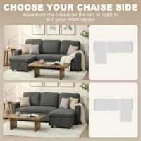HOMCOM Pull Out Sofa Bed with 113 x 49cm storage space - Charcoal Grey(m-4)