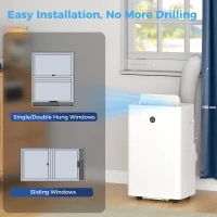 HOMCOM Draagbare Airconditioner met 12.000 BTU, 4-in-1 Airco met WiFi- en Spraakbediening, Koeling, Ontvochtiging, Ventilatie, Slaapmodus(m-8)