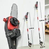 Outsunny Motosserra Elétrica Extensível 1,94-2,56 m com 2 Baterias de 4,0 Ah, Carregador Duplo Bloqueio e Lubrificação Automática(m-3)