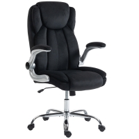 HOMCOM Chaise de bureau ergonomique avec dossier haut accoudoirs rabattables assise à ressorts hauteur réglable noir