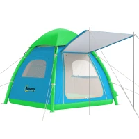 Outsunny Cort gonflabil 3 persoane - montare rapidă, camping outdoor cu pompă, ferestre din plasă, acoperiș detașabil(m-7)