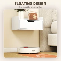 HOMCOM Floating Nightstands Set of 2, Wall Mounted Bedside Table with Drawer for Bedroom, White(m-5)