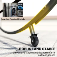 Outsunny Transat double avec auvent amovible, roues, coussins et poches de rangement, Gris(m-4)