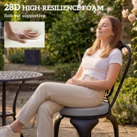 Outsunny Outdoor Bistro Chair Cushions Set of 4 with Removable Cover, 41 x 41 x 5 cm Round Seat Cushions with Ties, Light Grey(m-4)