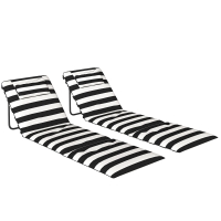 Outsunny Conjunto de 2 Esterillas de Playa Plegable con Respaldo Ajustable Reposacabezas Acolchado 150x50x2 cm Gris y Blanco