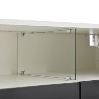 Mobile TV laccato lucido a LED, 180x38.5x45 cm, Bianco e Nero(m-11)
