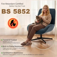 HOMCOM Accent Chair, Chenille Upholstered Swivel Armchair with Lumbar Pillow, High Back, Deep Seat and Metal Legs, Dark Green(m-9)