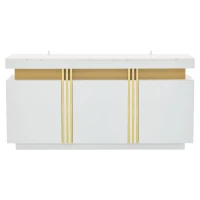 Madia moderna a 3 ante con 6 ripiani regolabili, 140x38x70 cm, Bianco(m-2)