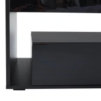 Tavolino da caffè moderno a LED a 2 livelli con cassetti, 100x50x40 cm, Nero(m-9)