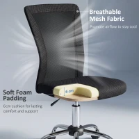 Vinsetto Krzesło Biurowe do Biurka, Regulowane Wysokościowo, Siatka, 43 cm x 58 cm x 100 cm, Czarne(m-5)