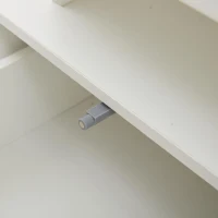 Tavolino da salotto a LED con 2 cassetti e ripiani semiaperti, 100x50x35 cm, Bianco(m-10)