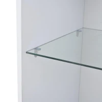 Vetrina LED con porta in acrilico, 5 ripiani in vetro, 60x40x180 cm, Bianco(m-12)