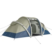 Outsunny Tente gonflable 4 personnes Montage rapide Tente de camping extérieure avec 2 chambres Fenêtre en mesh Auvent(m-1)
