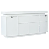 Mobile credenza a LED con 2 cassetti e 4 ante, 140x35x72.5 cm, Bianco(m-8)