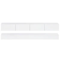 Lowboard per TV LED, montato a parete, quattro cassetti di uguale dimensione, 130x33x15 cm, Bianco(m-2)
