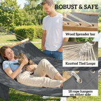 Outsunny Double Hammock 2 Person Swing Bed with Spreader Bars, Pillows, Pad, 200 x 140cm, Grey(m-6)
