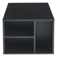 Tavolino da salotto a LED a 2 cassetti con ripiani semiaperti, 100x50x35 cm, Nero(m-10)