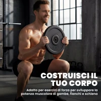 HOMCOM Set di 4 Dischi Pesi da Palestra 30 kg Totali per Bilanciere e Manubri, Nero(m-7)