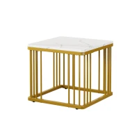 Set 2 tavolini quadrati da salotto con piedini regolabili, 60x60x45 cm/45x45x40 cm, Bianco(m-9)