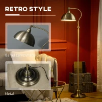 HOMCOM Lampa podłogowa w designie vintage, regulowany kąt, efekt mosiądzu, 42 cm x 25,5 cm x 152 cm, Brązowy(m-5)