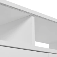 LED-Credenza, 2 ante, 4 cassetti e vano in vetro, 160x35x70 cm, Bianco(m-10)