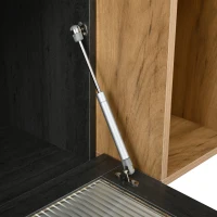 Mobile porta TV con anta in vetro ribaltabile e foro passacavi, 200x40x55.5 cm, Grigio e Marrone(m-11)