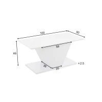 Tavolino da salotto a V con striscia LED e piano lucido, in truciolato, 100x50x46 cm, Bianco(m-3)