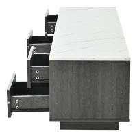 Mobile TV basso a 4 cassetti effetto marmo, 160x40x38.5 cm, Grigio(m-8)